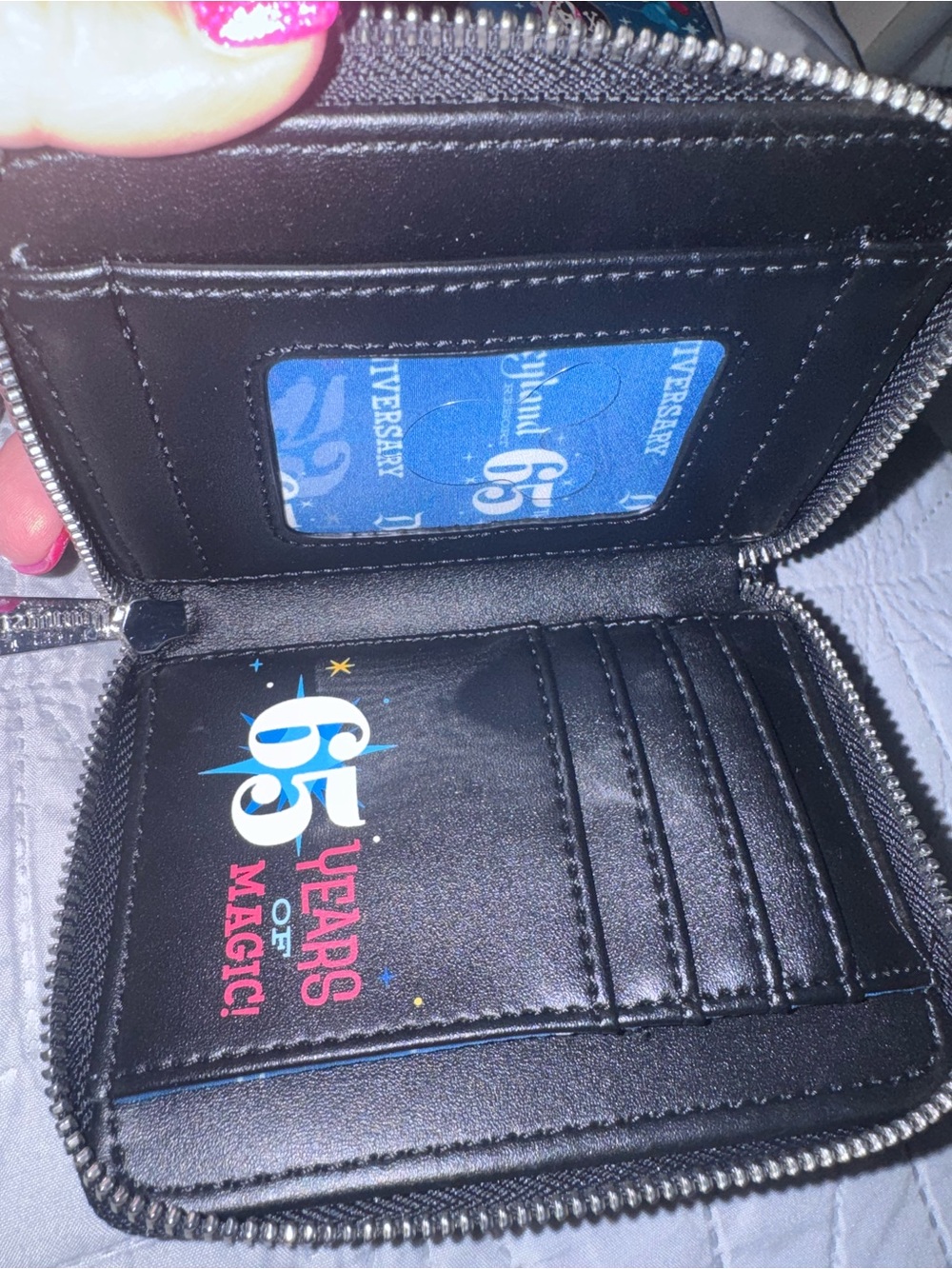 Loungefly Black Wallet with Blue Castle & Firework Print - Picture 2 of 3